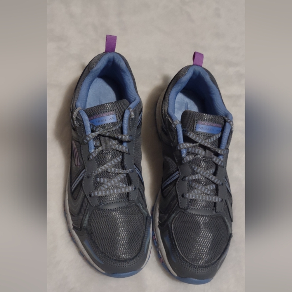 Gray and Purple Athletic Shoes